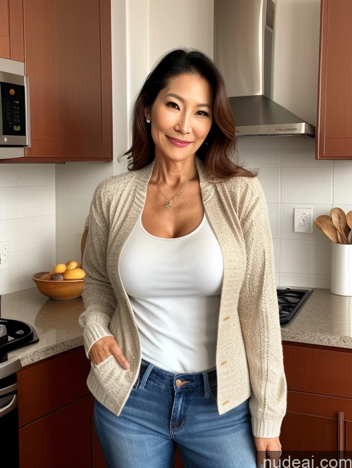 related ai porn images free for Milf Small Tits Beautiful Perfect Body 60s Korean Kitchen Jacket Jeans Shirt Stylish Sweater Cleavage Detailed