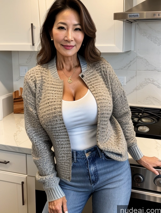 related ai porn images free for Milf Small Tits Beautiful Perfect Body 60s Korean Kitchen Jacket Jeans Shirt Stylish Sweater Cleavage Detailed