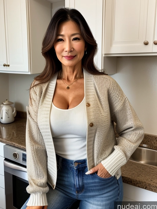 related ai porn images free for Milf Small Tits Beautiful Perfect Body 60s Korean Kitchen Jacket Jeans Shirt Stylish Sweater Cleavage Detailed