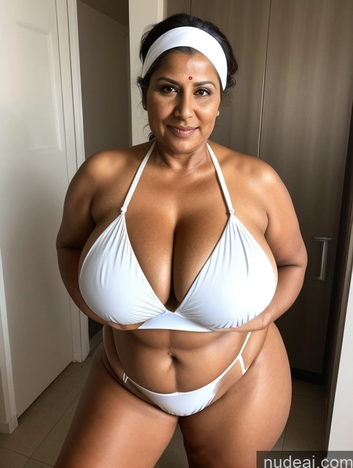 related ai porn images free for Milf One Busty Huge Boobs Thick Tanned Skin 60s Indian Front View Maid Microkini Thong