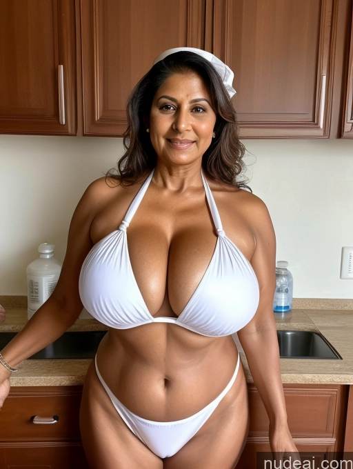 related ai porn images free for Milf One Busty Huge Boobs Thick Tanned Skin 60s Indian Front View Maid Microkini Thong