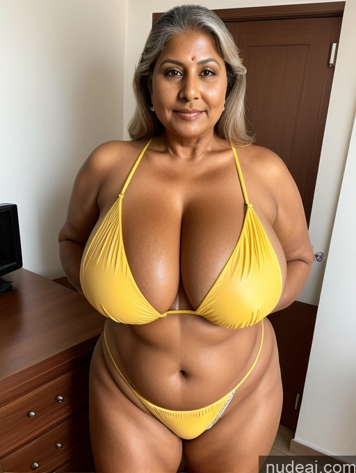 related ai porn images free for Milf One Busty Huge Boobs Thick Tanned Skin 60s Indian Front View Maid Microkini Thong