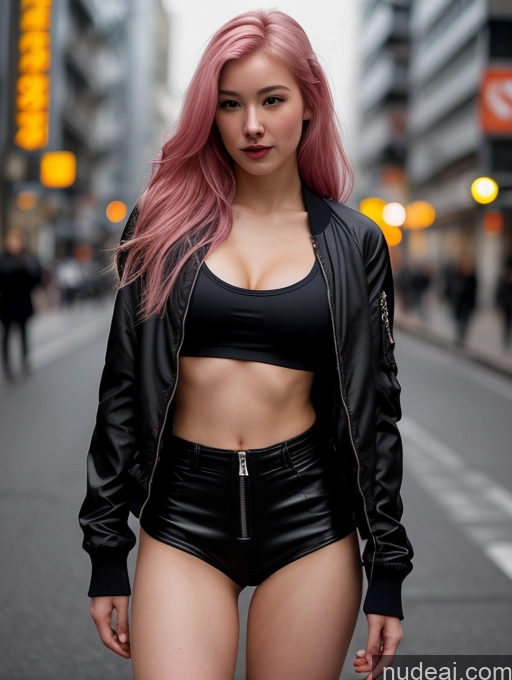 related ai porn images free for One Skinny Abs Long Hair Japanese Cyberpunk Street Bomber Short Shorts Topless Dark Lighting 18 Busty Small Tits Goth Happy Serious Pink Hair Jacket Blouse Fairer Skin