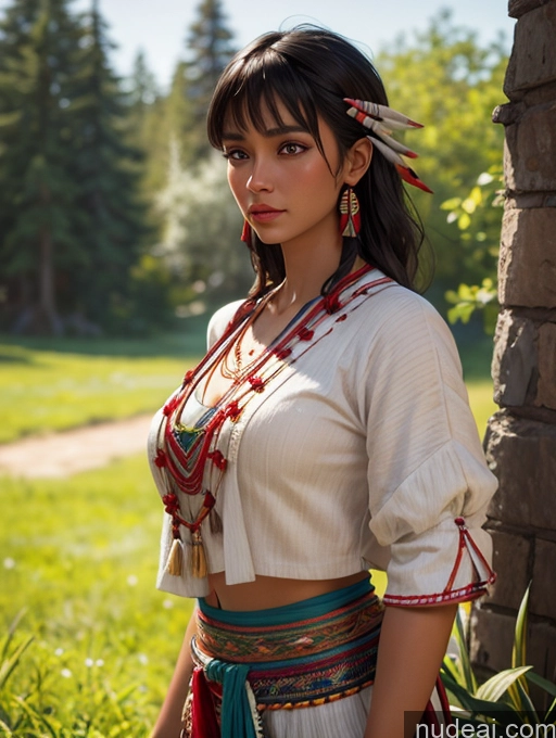 related ai porn images free for Tanned Skin Bangs Native American Front View Traditional Small Tits 3d