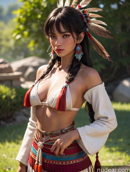 related ai porn images free for Tanned Skin Bangs Native American Front View Traditional Small Tits 3d