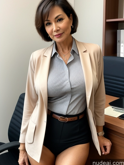 related ai porn images free for Milf Busty Perfect Boobs Beautiful Perfect Body Short Hair 60s Asian Office Blouse Bra Casual Jacket Professor Secretary Stylish Suit Cleavage Partially Nude Detailed Sexy Face