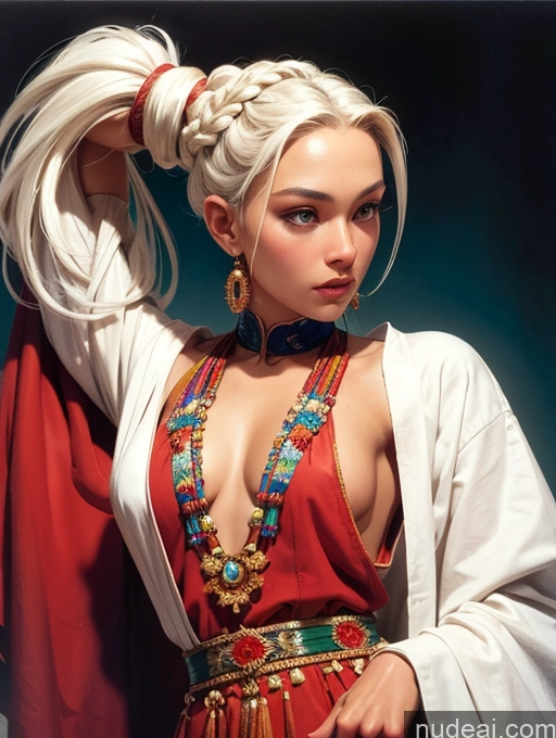 related ai porn images free for Traditional Art By Boris Vallejo Boris Vallejo Art Style White Hair Dynamic View Vietnamese Tanned Skin Braided Small Tits Skinny Medieval Makima, Braided Ponytail