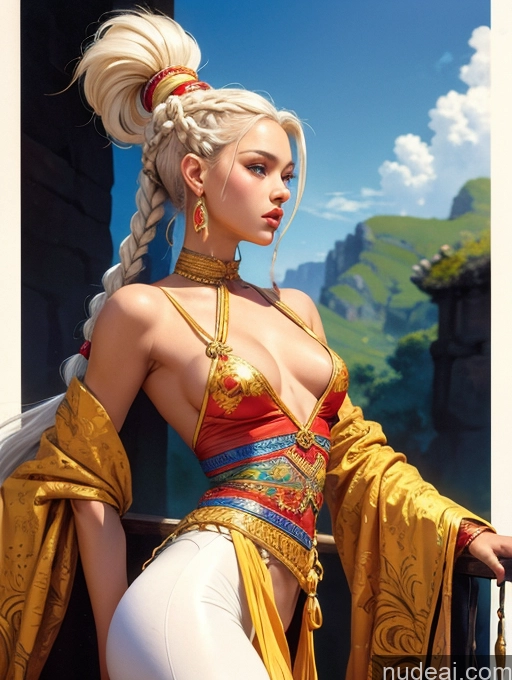 related ai porn images free for Traditional Art By Boris Vallejo Boris Vallejo Art Style White Hair Dynamic View Vietnamese Tanned Skin Braided Small Tits Skinny Medieval Makima, Braided Ponytail