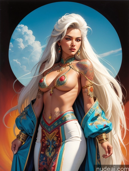 related ai porn images free for Traditional Art By Boris Vallejo Boris Vallejo Art Style White Hair Tanned Skin Front View Long Hair Filipina