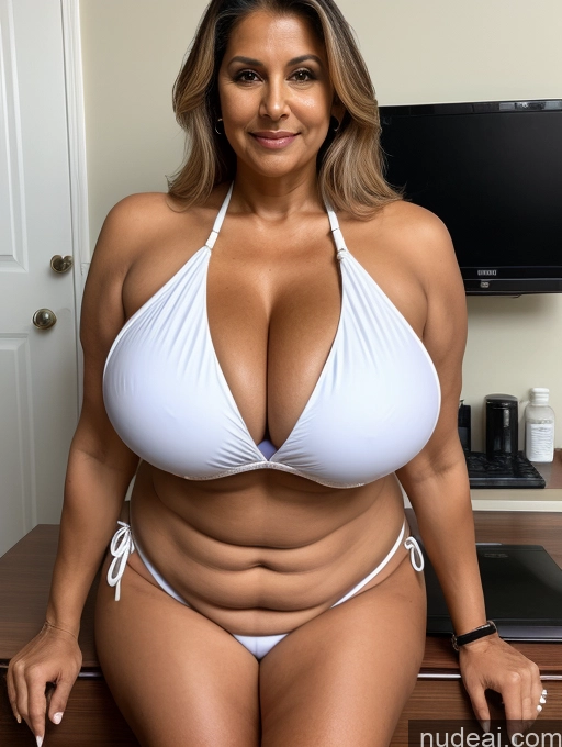 related ai porn images free for Milf One Busty Huge Boobs Thick Tanned Skin 70s Front View Microkini Thong Indian Lab Coat Doctor