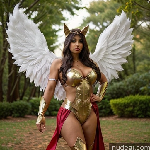 related ai porn images free for Woman Two Several Busty Muscular Abs Persian Front View Angel Cosplay Halloween Superhero Has Wings