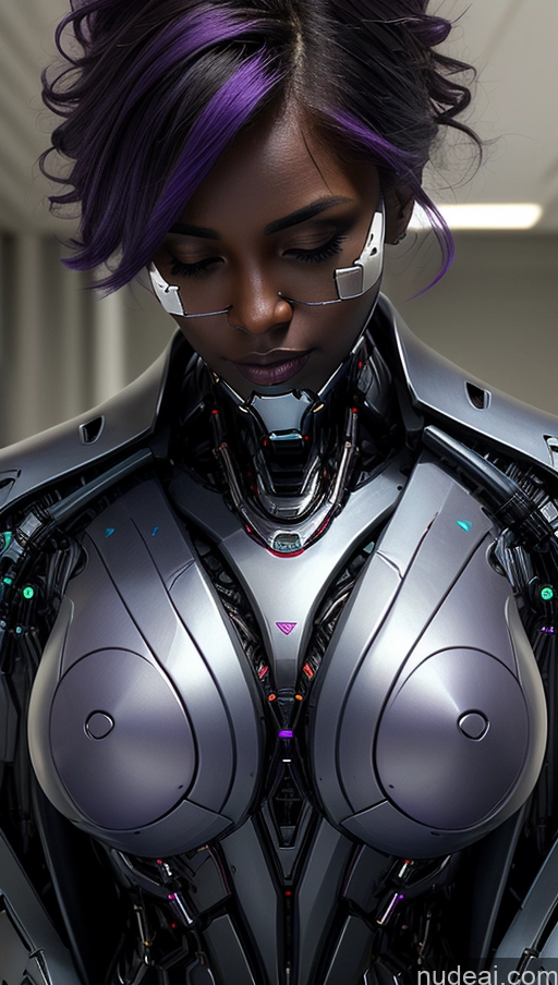 related ai porn images free for Busty Pubic Hair Tanned Skin Huge Tits, Hard Nipples French Futuristicbot V2 Close-up View Dark Skin Purple Hair Sci-fi Armor