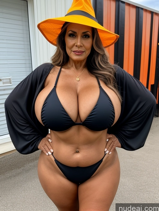 related ai porn images free for Milf One Busty Huge Boobs Thick Tanned Skin Front View Microkini Thong Brazilian 70s Halloween Witch Construction Worker