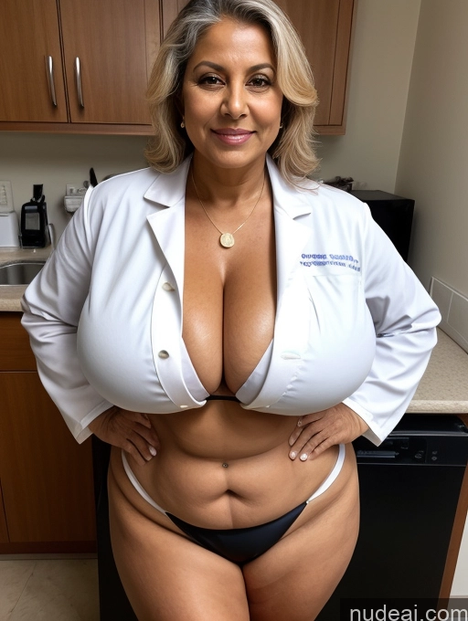 related ai porn images free for Milf One Busty Huge Boobs Thick Tanned Skin Front View Microkini Thong 80s Indian Doctor Lab Coat