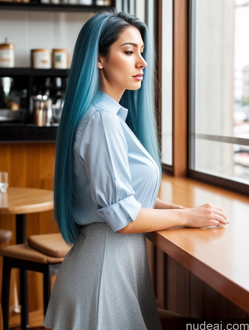 related ai porn images free for Woman One Big Hips Perfect Body Long Hair Fairer Skin 20s Blue Hair Brazilian Skin Detail (beta) Dress Jewelry Blouse Beautiful Serious Cafe Side View Micro Skirt