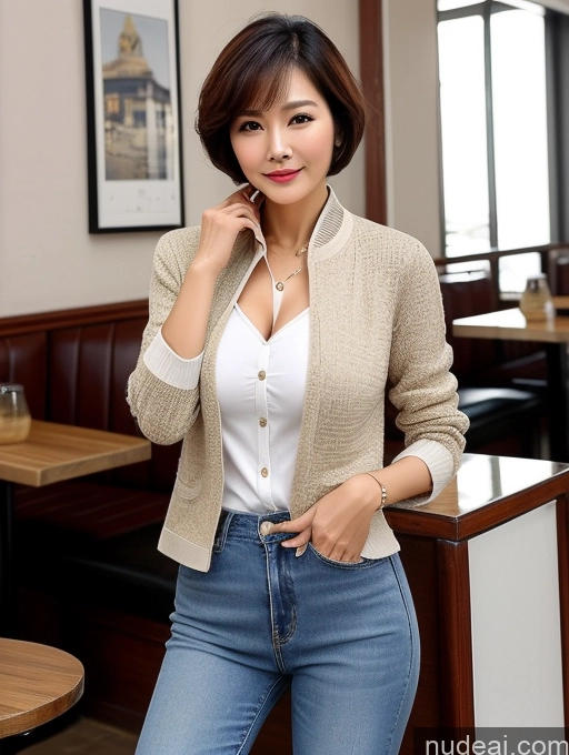 related ai porn images free for Milf Perfect Boobs Perfect Body Beautiful Sexy Face Short Hair Cafe Jacket Jeans Casual Stylish Secretary Professor Shirt Sweater Cleavage Detailed Chinese 70s