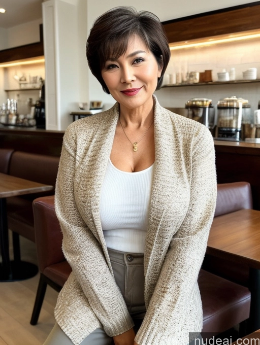 related ai porn images free for Milf Perfect Boobs Perfect Body Beautiful Sexy Face Short Hair Cafe Jacket Jeans Casual Stylish Secretary Professor Shirt Sweater Cleavage Detailed Chinese 70s