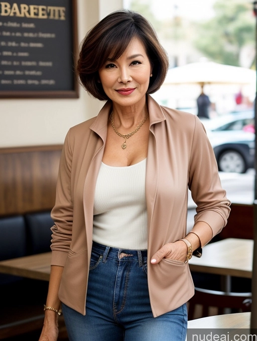 related ai porn images free for Milf Perfect Boobs Perfect Body Beautiful Sexy Face Short Hair Cafe Jacket Jeans Casual Stylish Secretary Professor Shirt Sweater Cleavage Detailed Chinese 70s