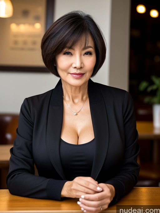 related ai porn images free for Milf Perfect Boobs Perfect Body Beautiful Sexy Face Short Hair Cafe Jacket Jeans Casual Stylish Secretary Professor Shirt Sweater Cleavage Detailed Chinese 70s Dark Lighting