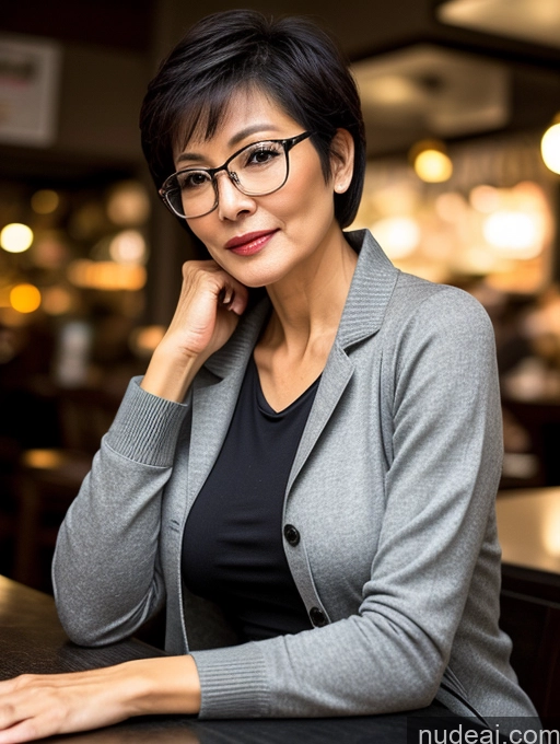 related ai porn images free for Milf Perfect Boobs Perfect Body Beautiful 70s Glasses Sexy Face Short Hair Chinese Cafe Casual Jacket Sweater Stylish Secretary Professor Shirt Blouse Cleavage Detailed Dark Lighting