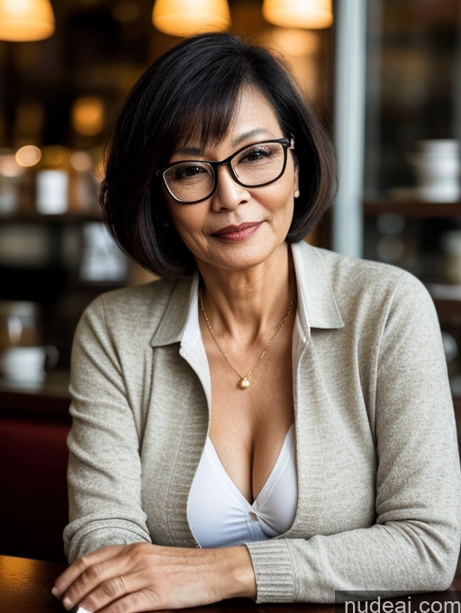 related ai porn images free for Milf Perfect Boobs Perfect Body Beautiful 70s Glasses Sexy Face Short Hair Chinese Cafe Casual Jacket Sweater Stylish Secretary Professor Shirt Blouse Cleavage Detailed Dark Lighting