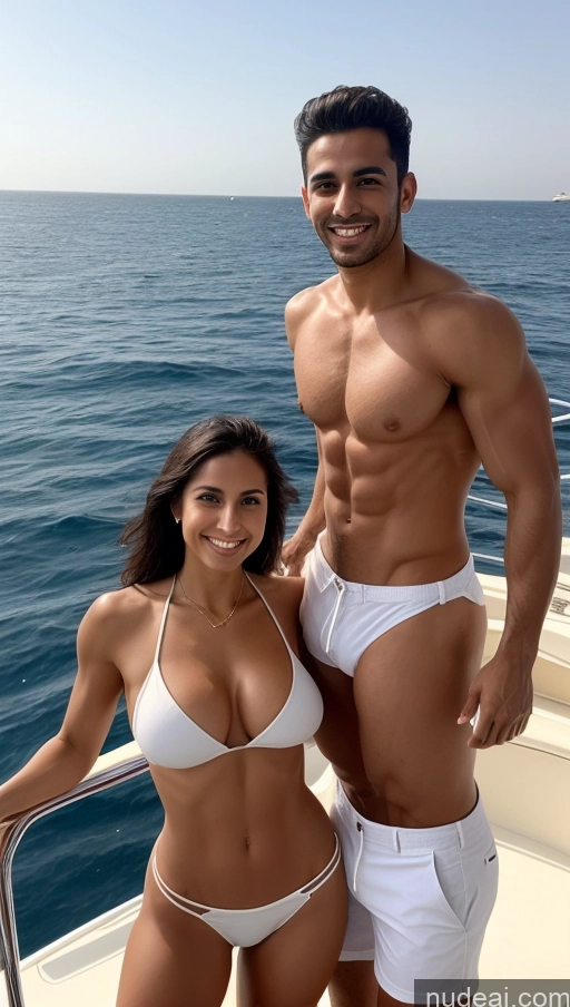 related ai porn images free for Yacht Beautiful Tanned Skin Woman + Man Muscular Small Ass Abs Arabic Short Shorts Perfect Boobs Happy Topless 20s