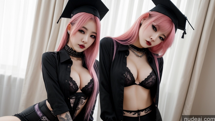 related ai porn images free for Korean Sorority One Pink Hair Hair Bun Seductive Goth