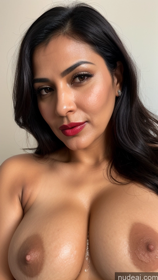 related ai porn images free for Woman One Beautiful Lipstick Black Hair Slicked Busty Perfect Boobs 40s Indian Thick Close-up View Cumshot