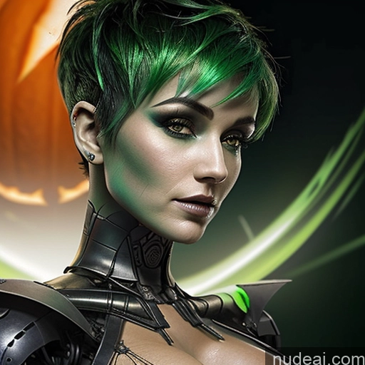 related ai porn images free for Perfect Boobs Tanned Skin French Halloween Futuristicbot V2 Green Hair Huge Tits, Hard Nipples Pixie Close-up View