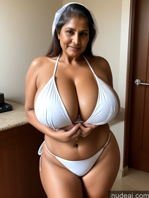 related ai porn images free for Milf One Busty Huge Boobs Thick Tanned Skin 60s Indian Front View Maid Microkini Thong