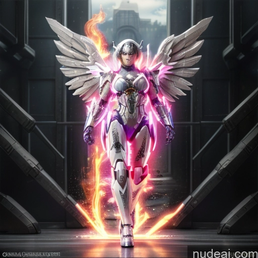 related ai porn images free for Woman Bodybuilder Cyborg Busty Abs Black Hair Purple Hair Bobcut Asian Latina Front View Angel Mech Suit Sci-fi Armor Space Suit Science Fiction Style SuperMecha: A-Mecha Musume A素体机娘 Neon Lights Clothes: Purple Has Wings Battlefield