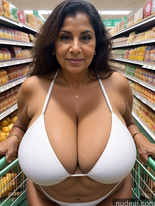 related ai porn images free for Milf One Busty Huge Boobs Thick Tanned Skin Front View Microkini Thong 80s Indian Grocery