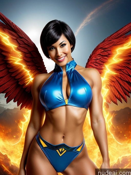 related ai porn images free for Busty Muscular Perfect Body Short Hair 30s Black Angel Partially Nude Science Fiction Style Israel Superheroine Powering Up Dynamic View Hell Happy Laughing Heat Vision Cosplay Superhero Sci-fi Armor