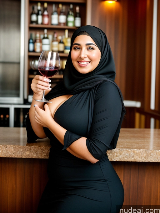 related ai porn images free for Woman Busty Huge Boobs Beautiful Big Ass Fat Big Hips 30s Happy Arabic Film Photo Front View Niqab Dress Cleavage Wine Bar