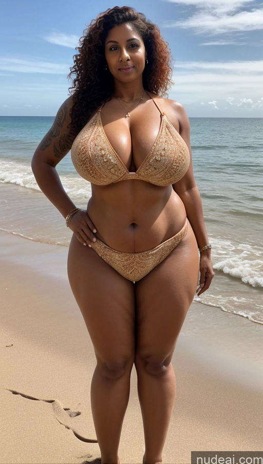 related ai porn images free for Milf One Huge Boobs Busty Tattoos Thick Big Hips Tall Beautiful Dark Skin 60s Seductive Sexy Face Ginger Curly Hair Indian T-pose Detailed Muscular Beach Front View Blouse Sari