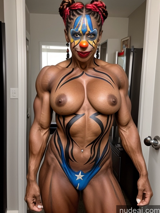 related ai porn images free for Milf Muscular Abs Big Ass Thick Dark Skin Pubic Hair Braided Bodypaint Clown Superhero Nude 60s