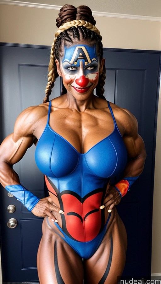 related ai porn images free for Milf Muscular Abs Big Ass Thick Dark Skin Pubic Hair Braided Bodypaint Superhero Big Hips 60s Clown