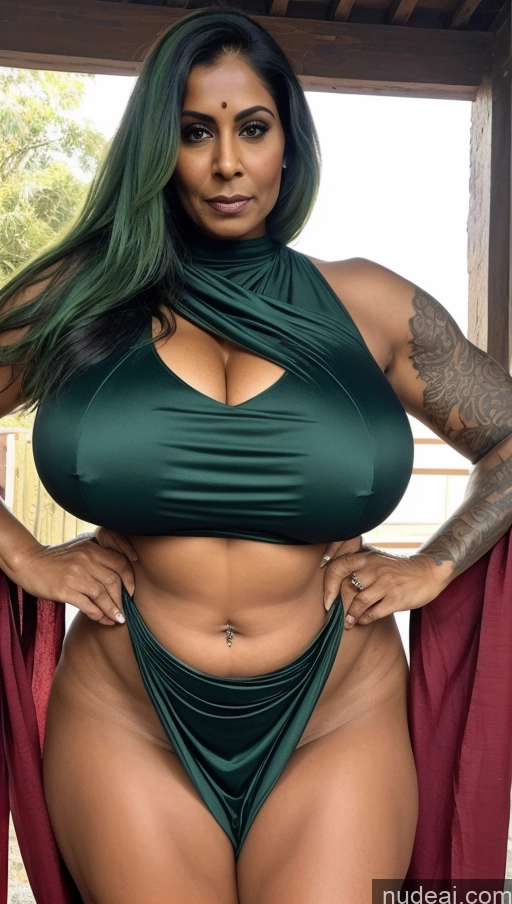 related ai porn images free for Milf Busty Huge Boobs Beautiful Tattoos Muscular Thick Big Hips Tall Dark Skin 50s Serious Indian T-pose Detailed Sexy Face Hell One Abs Close-up View Sari Green Hair Straight