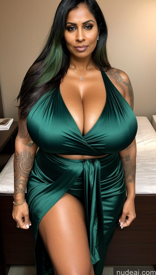 related ai porn images free for Milf One Busty Huge Boobs Beautiful Tattoos Muscular Abs Thick Big Hips Tall Dark Skin 50s Serious Green Hair Straight Indian Close-up View T-pose Detailed Sexy Face Hell Blouse Sari