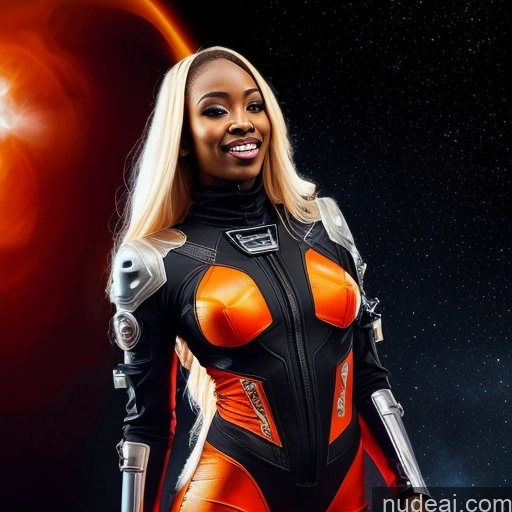 related ai porn images free for One Cyborg 30s Hell Front View Stylish Transparent Ahegao Sexy Face Devil Laughing Blonde African Cyberpunk Jumping Space Suit