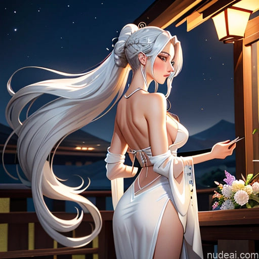 ai nude image of pics of Perfect Boobs Big Ass Long Hair White Hair Slicked 30s Seductive Onsen Front View Back View Blowjob Nightgown Transparent