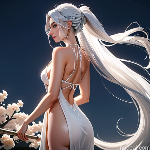 ai nude image of pics of Perfect Boobs Big Ass Long Hair White Hair Slicked 30s Seductive Onsen Front View Back View Blowjob Nightgown Transparent