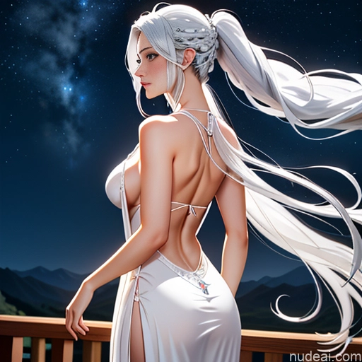 ai nude image of pics of Perfect Boobs Big Ass Long Hair White Hair Slicked 30s Seductive Onsen Front View Back View Blowjob Nightgown Transparent Milf