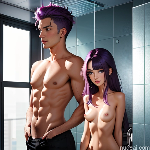 related ai porn images free for Woman + Man Small Tits Small Ass Skinny Short Fairer Skin 18 Sexy Face Purple Hair Pink Hair Slicked Dutch Shower Nude Detailed