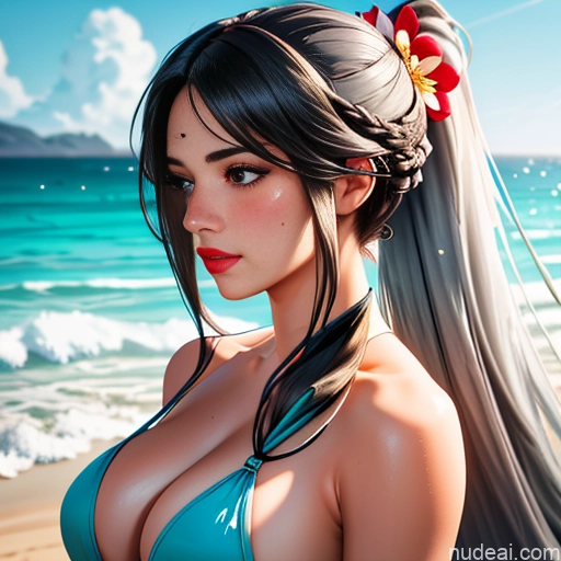 Sorority One Huge Boobs Lipstick Long Hair 18 Sad Ponytail Irish 3d Beach Volleyball Topless Detailed