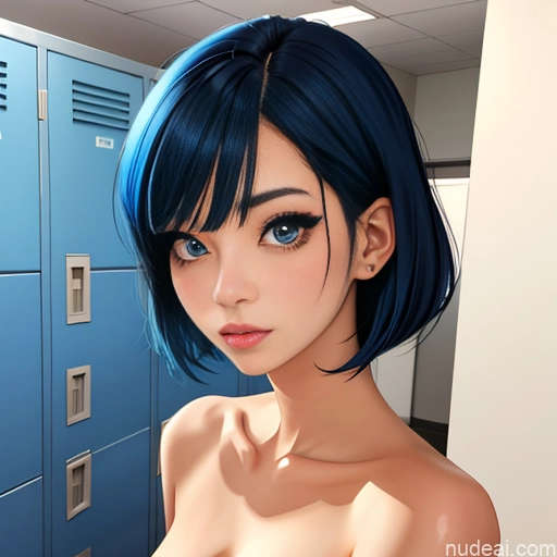 related ai porn images free for Japanese Soft Anime 18 Shocked Blue Hair Bobcut Watercolor Locker Room Nude Simple