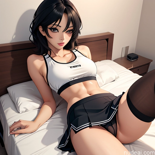 One Crisp Anime Bedroom Sports Bra Stockings Panties Mini Skirt Sleeping