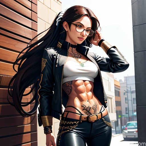 related ai porn images free for Soft Anime Short Long Hair Brunette 20s Steampunk Shirt Jeans Jacket Gloves Gold Jewelry Glasses Tattoos Abs