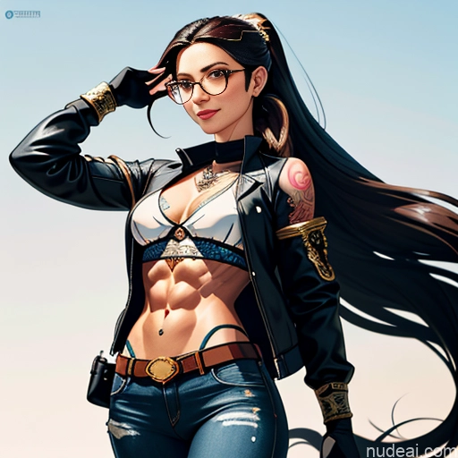 related ai porn images free for Soft Anime Short Long Hair Brunette 20s Medieval Steampunk Shirt Jeans Jacket Gloves Gold Jewelry Glasses Tattoos Abs Happy Front View Sauna