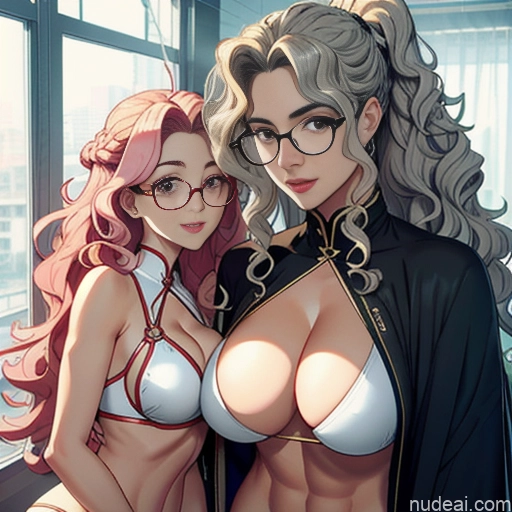 Woman + Man Two Huge Boobs Busty Perfect Boobs Glasses Perfect Body Long Hair Curly Hair 20s Ahegao Pink Hair Braided Chinese 3d Bathroom Front View Blowjob Cumshot Nude Cheerleader Topless Jewelry Bright Lighting Detailed